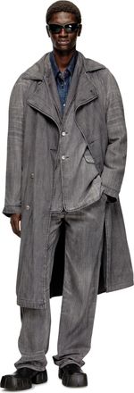 Diesel Trench coat in patterned denim - Denim Jackets - Unisex - Grey