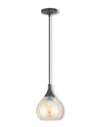 Livex Lighting Livex Art Glass 1-Light English Bronze Mini Pendant
