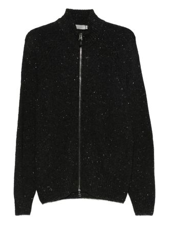 Canali speckled zip-up cardigan - men - Viscose/Wool/Polyamide - 56 - Black