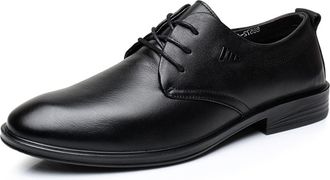 Generic Shoes Dress Oxford for Men Lace Up Derby Shoes Round Toe Vegan Leather Low Top Slip Resistant Anti-Slip Rubber Sole Block Heel Wedding(6.5 UK) Black