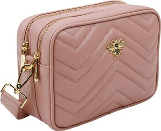 Alice Wheeler Soho Quilted Camera Shoulder/Cross Body Bag (Cream Pink)