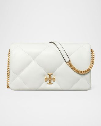 Tory Burch Kira Diamond Quilted Leather Wallet on Chain