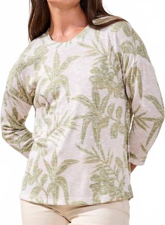 Tribal 3/4 Sleeve Crew Neck Top In Kiwizest