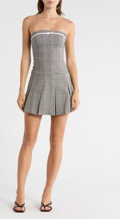 Madden Girl Drop Waist Strapless Minidress in Grey/Black Gold at Nordstrom Rack, Size X-Large