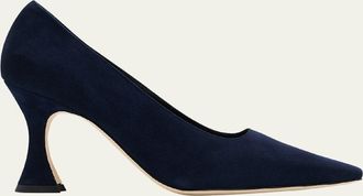 Manolo Blahnik Loumaj Kid Suede Pumps