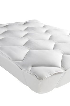 Christy Luxury Quilted Mattress Topper in White | Size: Double