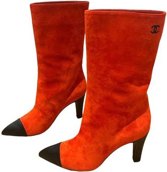 Chanel Red Suede Gabrielle Boots Size 38.5 Size 38