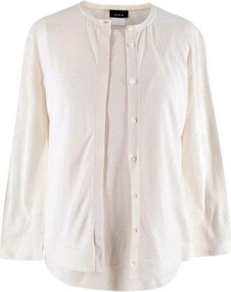 Akris Cream Fine Cotton Twin-set Size S