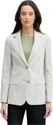 Benetton Enkelrijig blazer met ruitpatroon van linnenmix - Dames - Blazers - Groen - S - Linnen - Jassen