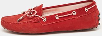 Tod's Tods Red Suede Gommino Slip On Loafers