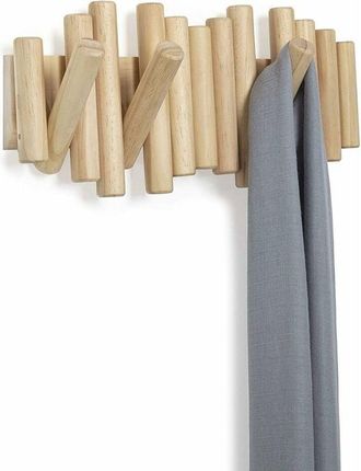 OEM Perchero De Pared De Madera Maciza Hecho A Mano Con 5 Ganchos Modernos Y &Uacute;nicos Para Abrigos, Bolsos, Sombreros Y Paraguas - 37,1 X 16,5 X 4,4 Cm