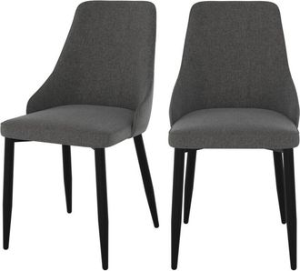 Rendez-Vous Déco Rendez-vous Déco - Set de 2 sillas en tela gris oscuro con patas de metal - Pipo