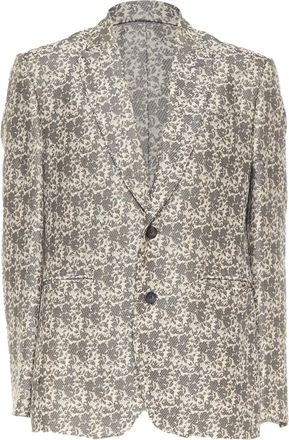 John Galliano beige cotton blend grey floral jacquard tapestry blazer EU50 L