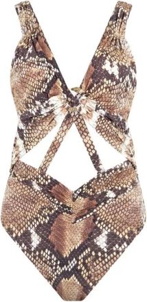Roberto Cavalli Python Print One-Piece Swimsuit - female - Roberto Cavalli - Swimsuits - Brown - L - Swimwear