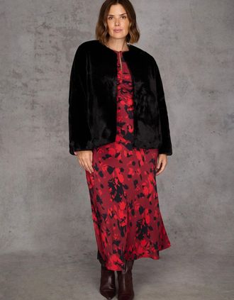 Live Unlimited London Womens Black Faux Fur Jacket - Size: 12