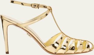 Ferragamo 95mm Lipa Metallic Leather Sandals