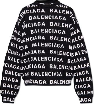 Balenciaga Crewneck Sweater - Heren - Ronde hals truien - Zwart - S - Wol - Truien & Vesten