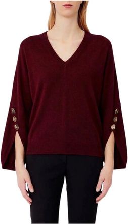 Liu Jo Cf 6092 Ms 99E V-hals Gebreid - Dames - V-hals truien - Rood - XS - Polyester - Truien & Vesten