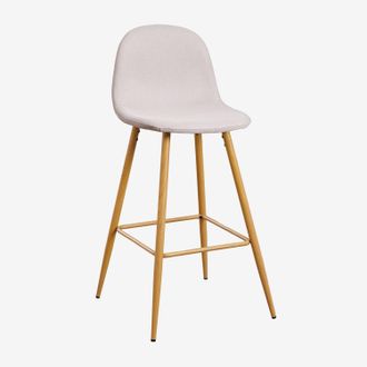 Sklum Sklum - Pack De 4 Taburetes Altos Glamm Beige Crema Madera Natural
