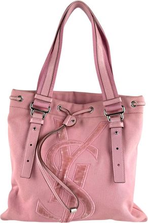 Saint Laurent Pink Canvas Handbag Tote Bag (Pre-Owned)