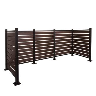 Hhg Nunca Usado] Valla De Aluminio Para Papeleras Hhg 947, Revestimiento De Papeleras, Aspecto Madera Extensible 130x300x110cm, Marr&oacute;n