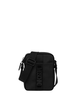 Moschino logo lettering messenger bag - men - Polyester/Calf Leather - One Size - Black