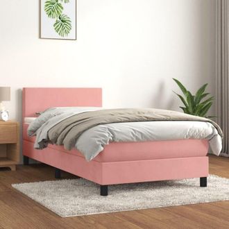 vidaXL Cama Box Spring Con Colch&oacute;n Terciopelo Rosa 90x190 Cm Vidaxl