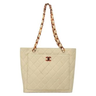 Chanel Pre-owned Tote Bags, female, Beige, Size: ONE SIZE Pre-owned Vintage Tote Bag