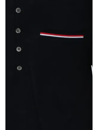 Thom Browne Mens Polo Shirt Short-Sleeve Navy Cotton T-shirts And Polos