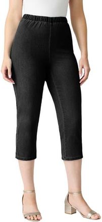 Roaman's Plus Size Comfort Stretch Capri Jean in Black Denim at Nordstrom, Size 20