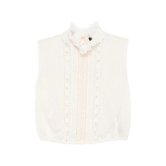 Ann Demeulemeester Ruffled-trim Lace-insert Top