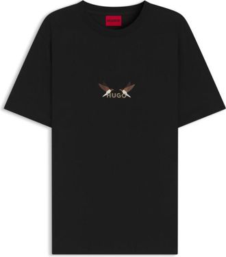 HUGO BOSS Cotton jersey T-shirt with curved embroidered logo