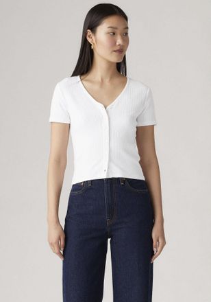 Levi's V-Shirt LEVIS, Damen, Gr. XS (34), weiss (wei&szlig;,), Feinripp, Obermaterial: 97% Baumwolle, 3% Elasthan, unifarben, gerade taillenbedeckt, V-Ausschnitt, 