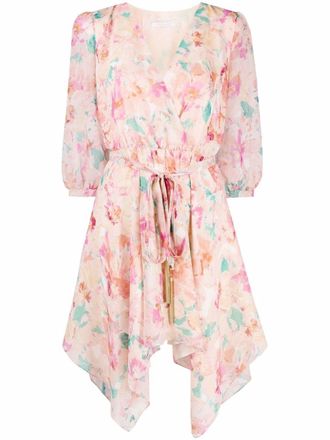 Patrizia Pepe maxi blooming rose-print mini dress - women - Polyester/Polyester - 38 - Pink