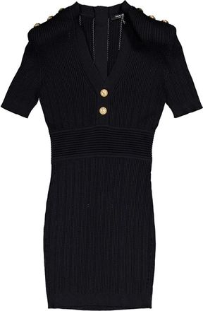Balmain Eco V Neck Knit Dress, Brand Size 38 (US Size 6)