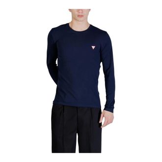 Guess Tops, Heren, Blauw, M, Katoen, T-shirt met lange mouwen