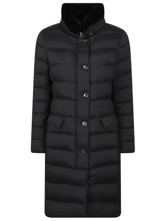 Moorer Vetiver-S3 Quilted Flap-Pocket High-Collar Down Coat