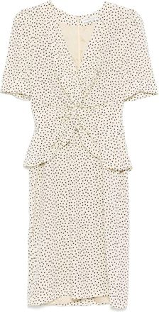 Alessandra Rich Abito midi a pois - Toni neutri