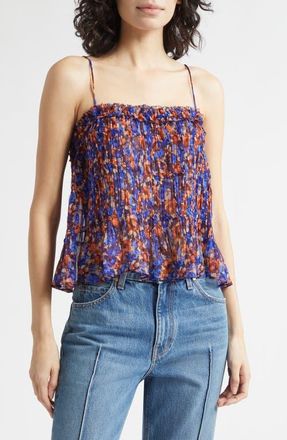 Ulla Johnson Florian Floral Silk Top in Violet at Nordstrom, Size 14