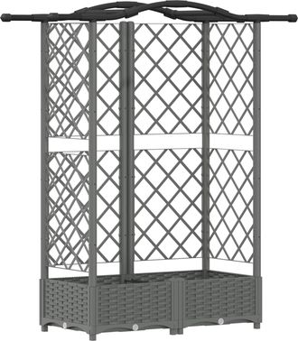 vidaXL Cama Elevada Con Trellis Y Techo Gris Claro 124 X 40 X 123 Cm Vidaxl