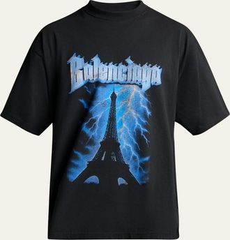 Balenciaga Mens Paris Thunderstorm Oversized T-Shirt