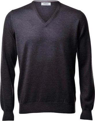 Gran Sasso Maglione con scollo a V in lana - Nero