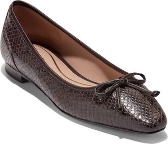 Cole Haan Paget Leather Ballet Flat in Dark Chocolate Snake Print at Nordstrom, Size 10.5