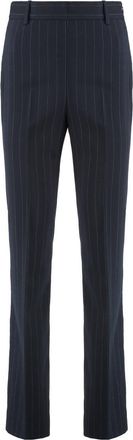 Pinko Straight Chalk-Striped Trousers In Wool Blend