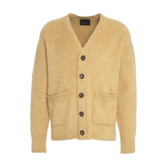 Roberto Collina Cardigans, male, Beige, S, Beige Knitwear V-Neck Cardigan Aw25