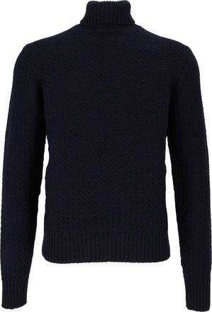 Circolo 1901 Black Ribbed Wool Turtleneck Sweater