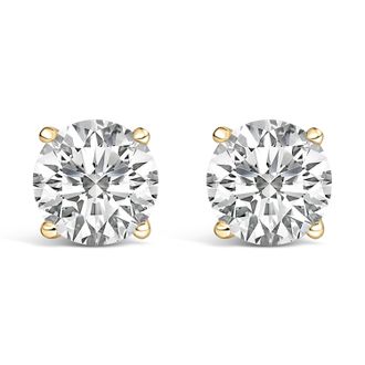 House of Brilliance 14K Gold Round Lab Grown Diamond Solitaire Stud Earrings with Screw Backs