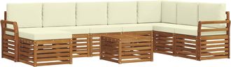 vidaXL Conjunto De Sof&aacute;s De Exterior 9 Uds. Natural Y Crema Vidaxl