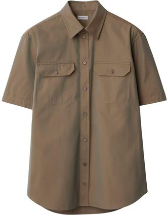 Burberry flap-pocket cotton shirt - men - Cotton/Mother of Pearl - S - Brown