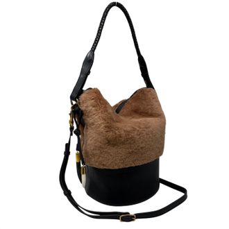 Kempton & Co. Shearling Richmond Bucket Bag In Caramel